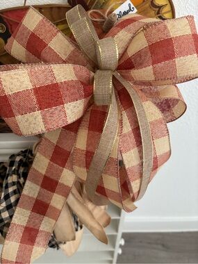 Handmade Primitive Farmhouse Plaid Bow Country DIY Wreath Accent  Final Sale